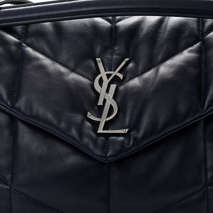 Saint Laurent Lambskin Quilted Medium Loulou Puffer Monogram Chain Satchel Navy 9 of 11
