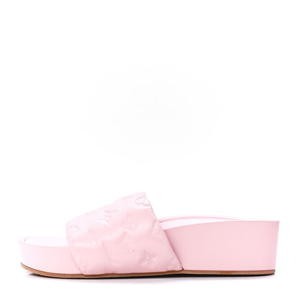 Louis Vuitton Lambskin Embossed Monogram Jumbo Flatform Mule Sandals 39 Rose Clair 1 of 8