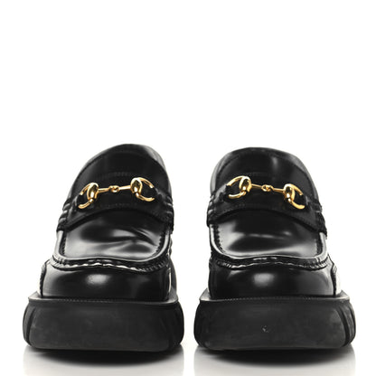 Gucci Magnum Calfskin Nappa Samoa Womens Horsebit Platform Chunky Lug Sole 40mm Loafers 38.5  Black 3 of 9