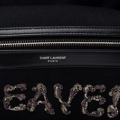 Saint Laurent Canvas Signature Heaven Embroidered Mini City Backpack Black 8 of 11