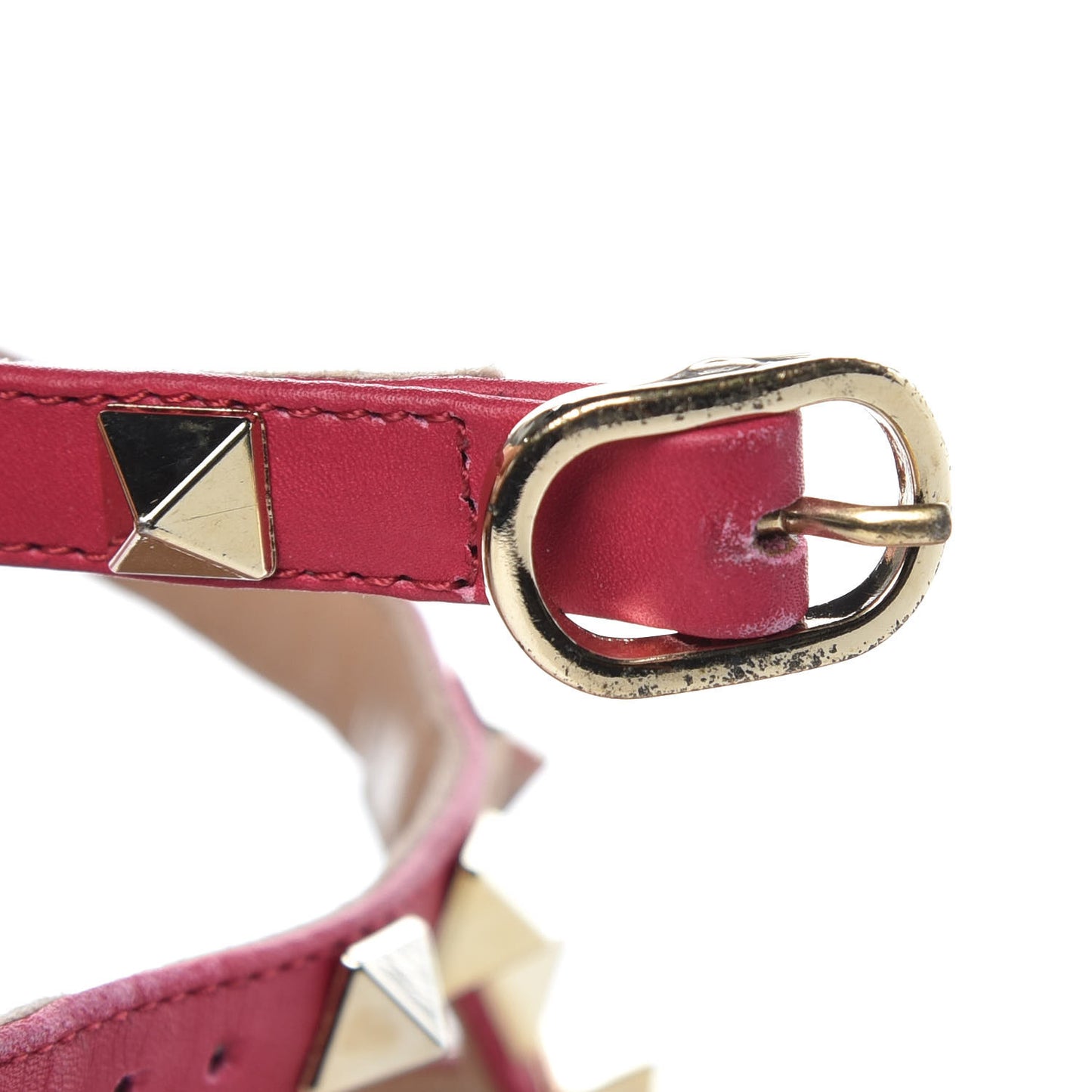 Pebble Calfskin Rockstud Cage Ballerina Flats 35.5 Deep Fuxia