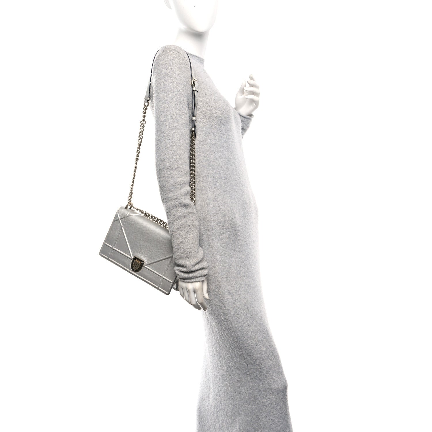 Christian Dior Metallic Grained Calfskin Medium Diorama Flap Bag