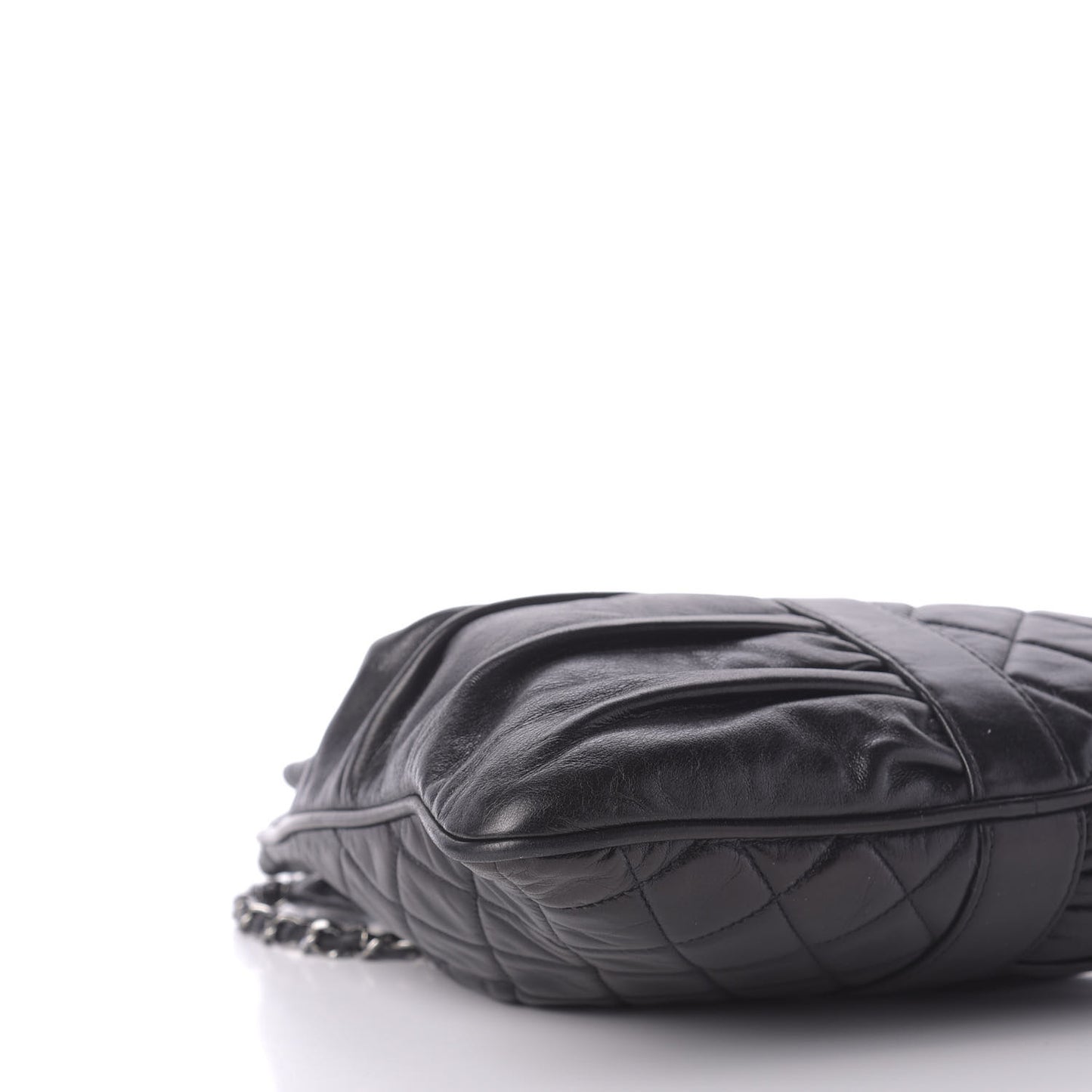 Lambskin Quilted Pile Ou Face Drawstring Bag Black