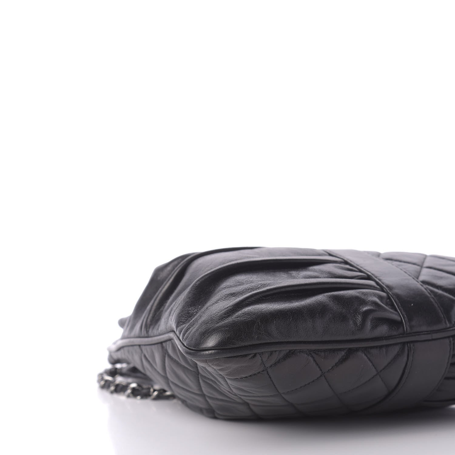 Chanel Lambskin Quilted Pile Ou Face Drawstring Bag Black 6 of 10