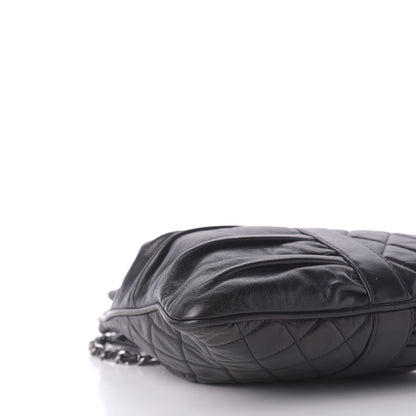 Chanel Lambskin Quilted Pile Ou Face Drawstring Bag Black 6 of 10