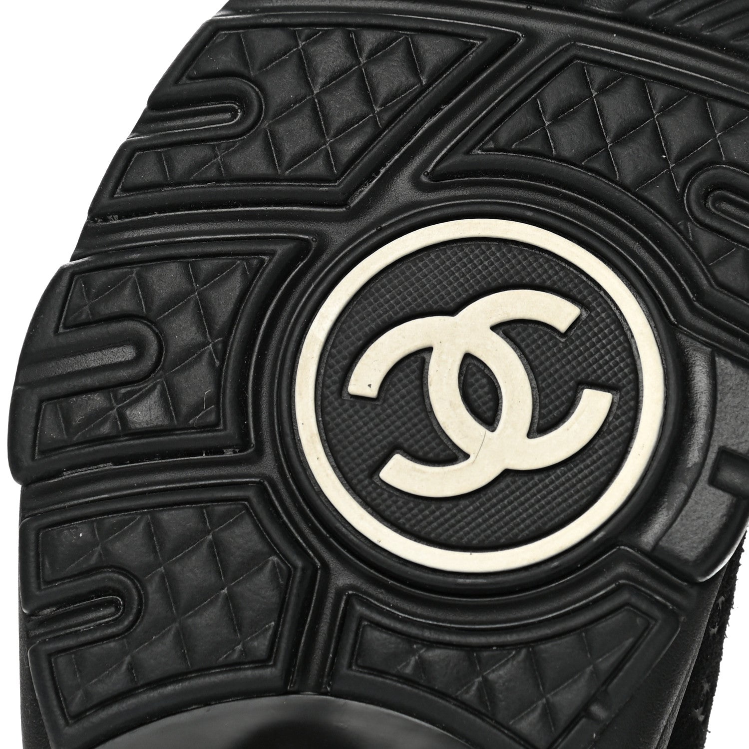 Chanel Suede Calfskin Printed Womens CC Printed Sneakers 36 Black Beige 6 of 8