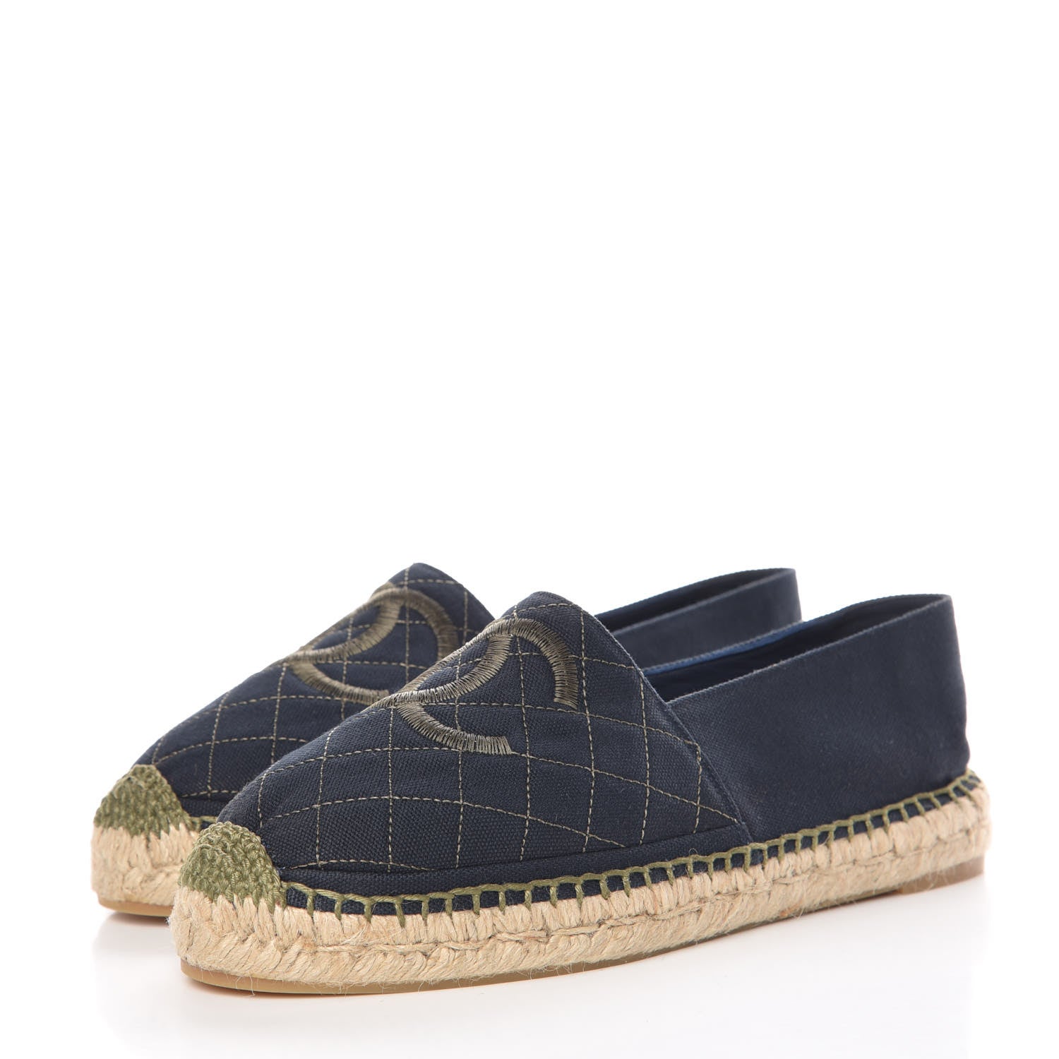 Chanel Fabric CC Espadrilles 39 Blue Green 3 of 10