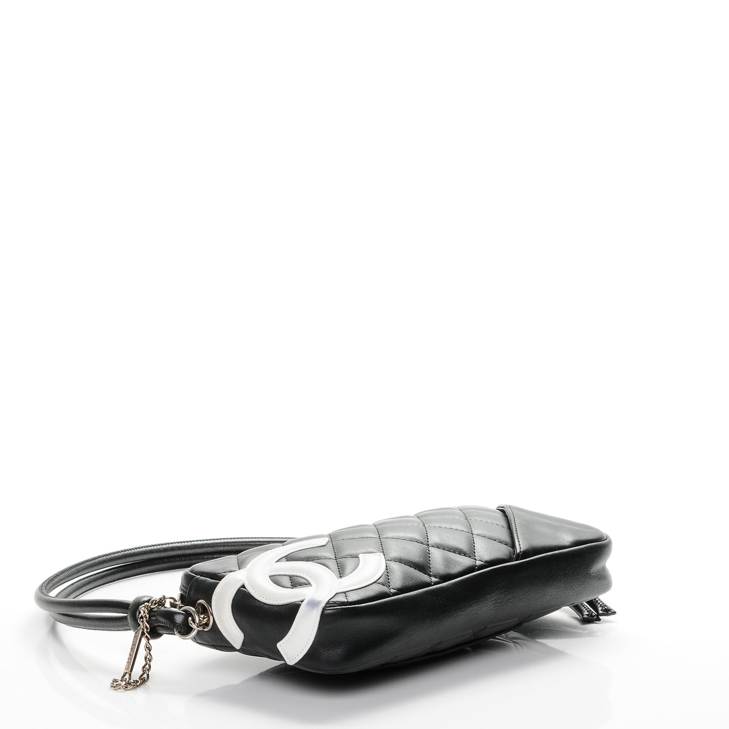 Calfskin Quilted Cambon Pochette Black White
