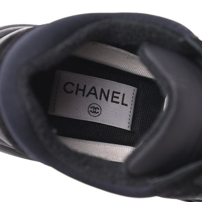 Chanel Nylon Calfskin Suede CC Sneakers 36.5 Black 6 of 18