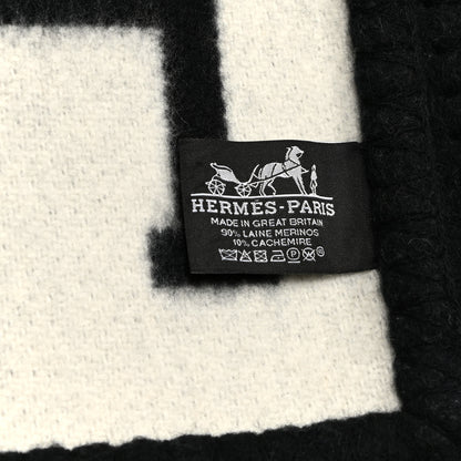 Hermes Wool Cashmere Avalon III Blanket Ecru Gris Fonce 4 of 4