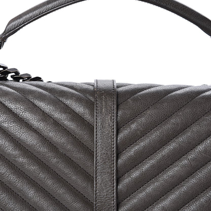 Saint Laurent Sheepskin Matelasse Chevron Monogram Large College Satchel Dark Anthracite 15 of 16