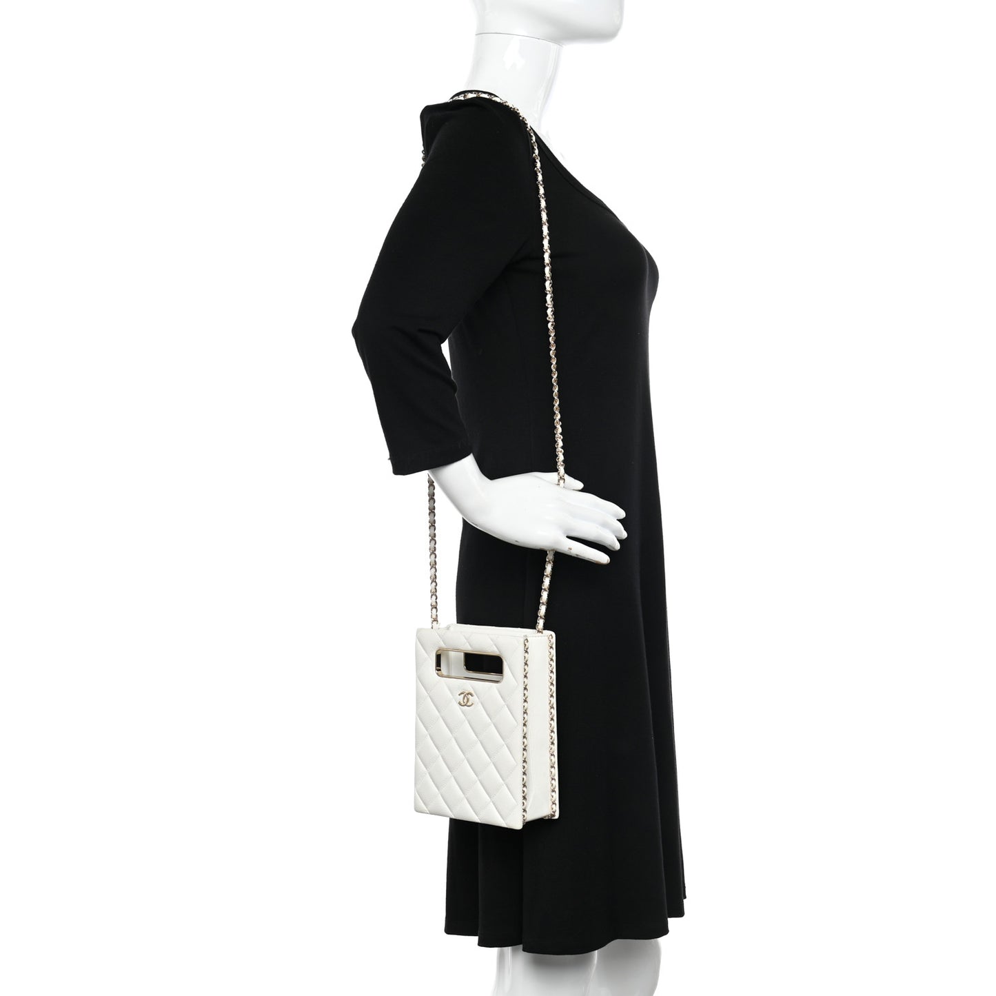 Caviar Quilted Evening Box Bag White
