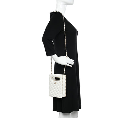 Chanel Caviar Quilted Evening Box Bag White 2 of 14