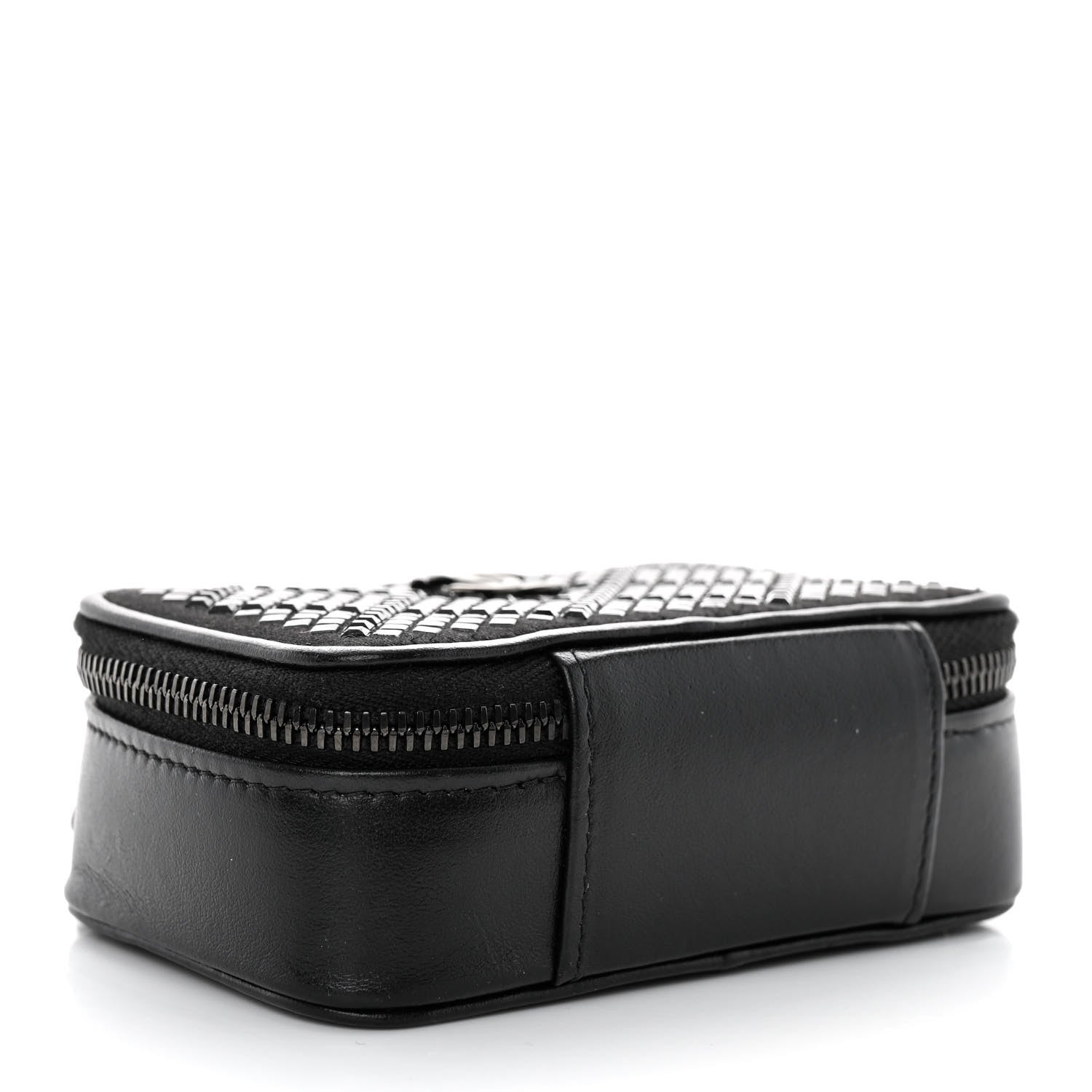 Chanel Lambskin Satin Strass Studded Clutch With Chain So Black 4 of 10