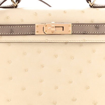 Hermes Ostrich Horseshoe Kelly Sellier Mini 20 Beton Gris Asphalt 8 of 11