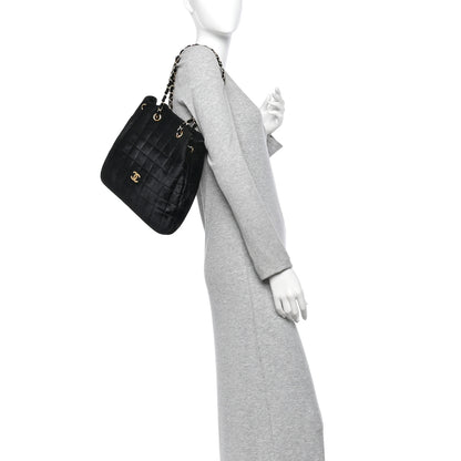 Chanel Pony Hair Stitched Chocolate Bar Shopping Tote Black 2 of 11