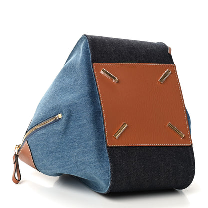 Loewe Calfskin Denim Small Hammock Shoulder Bag Blue Tan 3 of 8