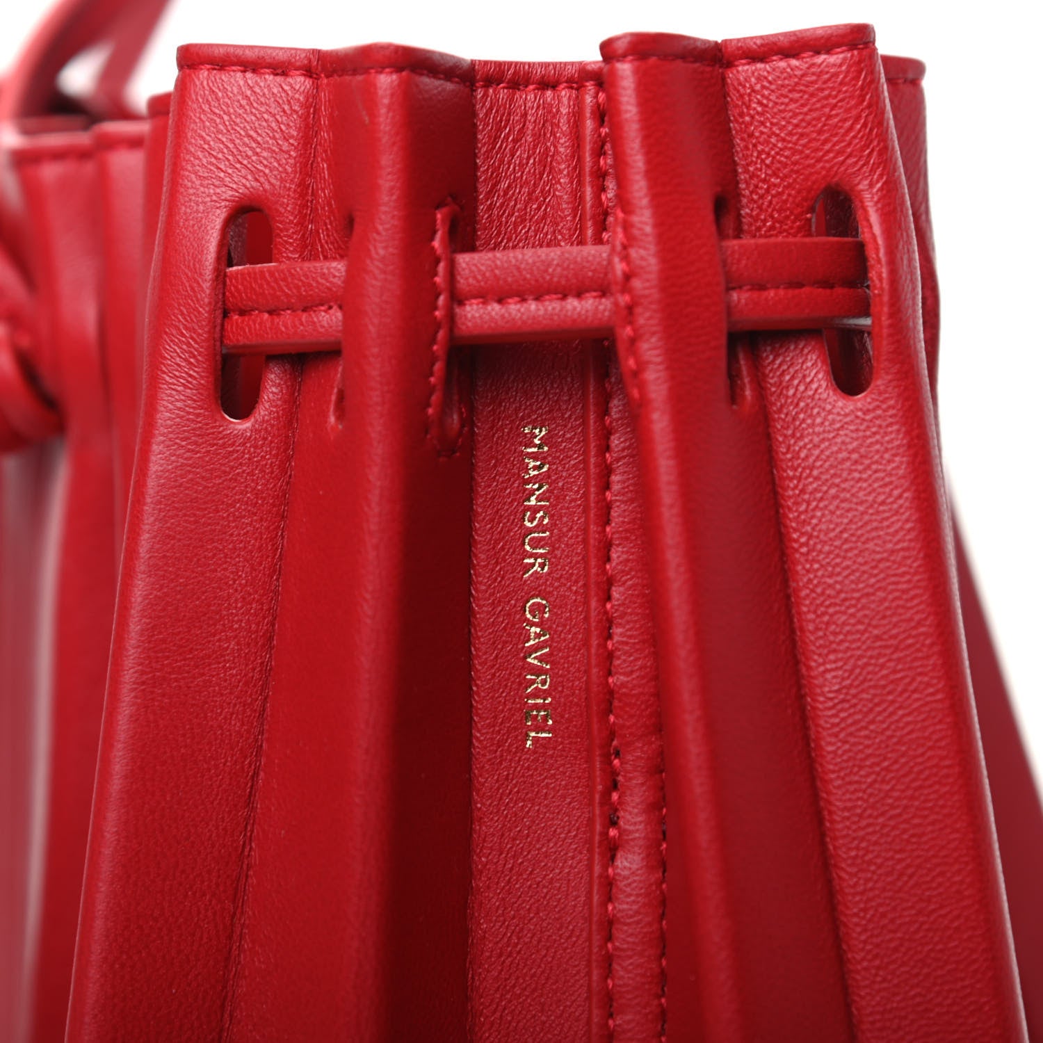 Mansur Gavriel Vegetable Tanned Calfskin Pleated Bucket Bag Fiesta 6 of 8