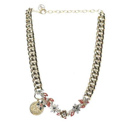 Louis Vuitton Metal Enamel Crystal Miss Windsor Chain Necklace Gold 3 of 5