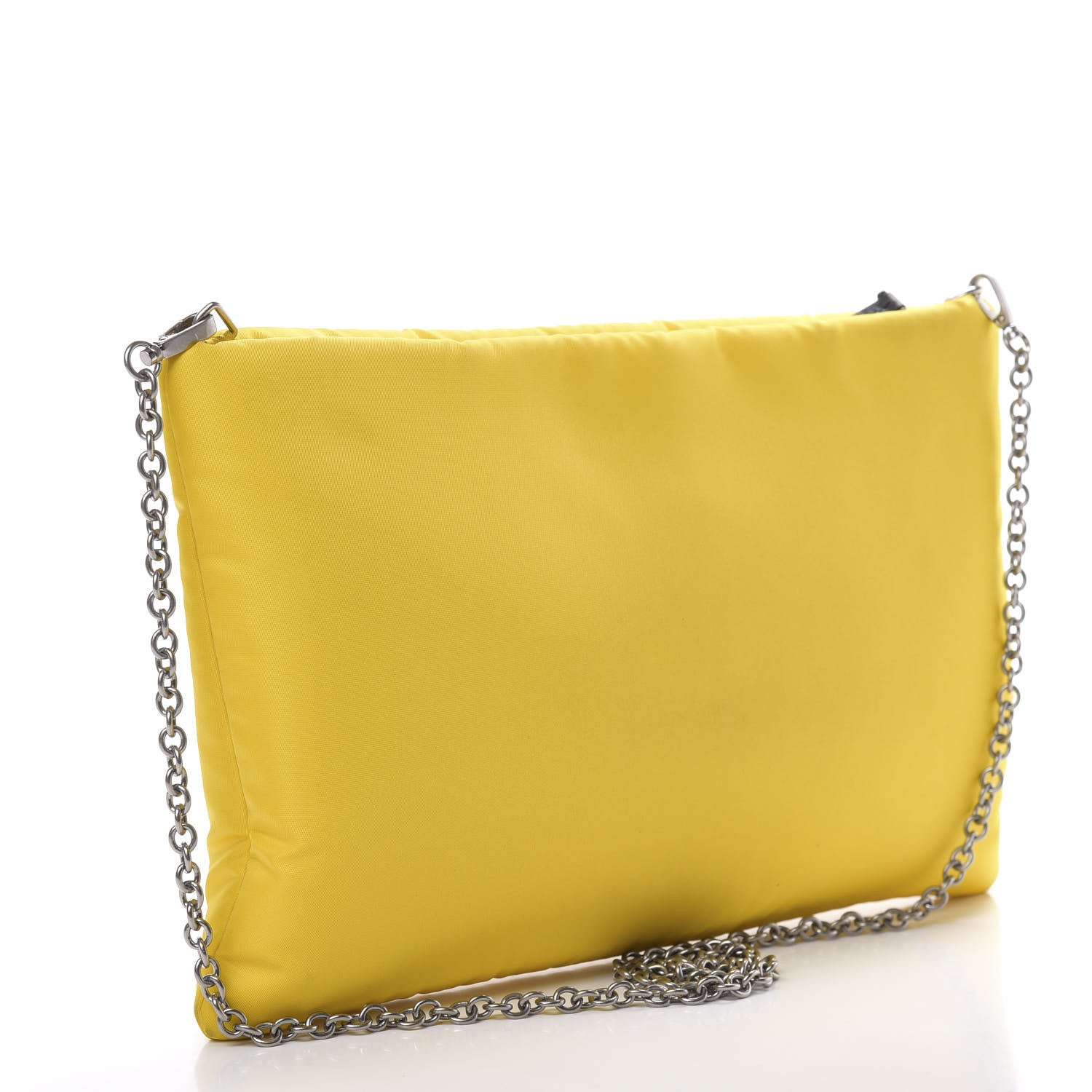 Prada Tessuto Nylon Soft Padded Medium Chain Clutch Bag Giallo 3 of 10