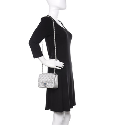 Chanel Metallic Lambskin Quilted Mini Square Flap Silver 2 of 11
