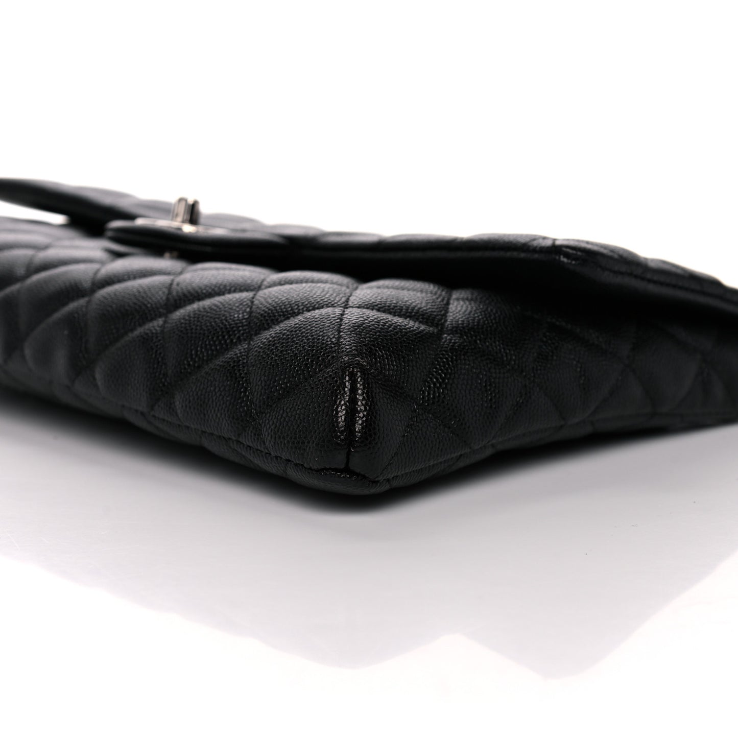 Caviar Quilted Flap Clutch Black