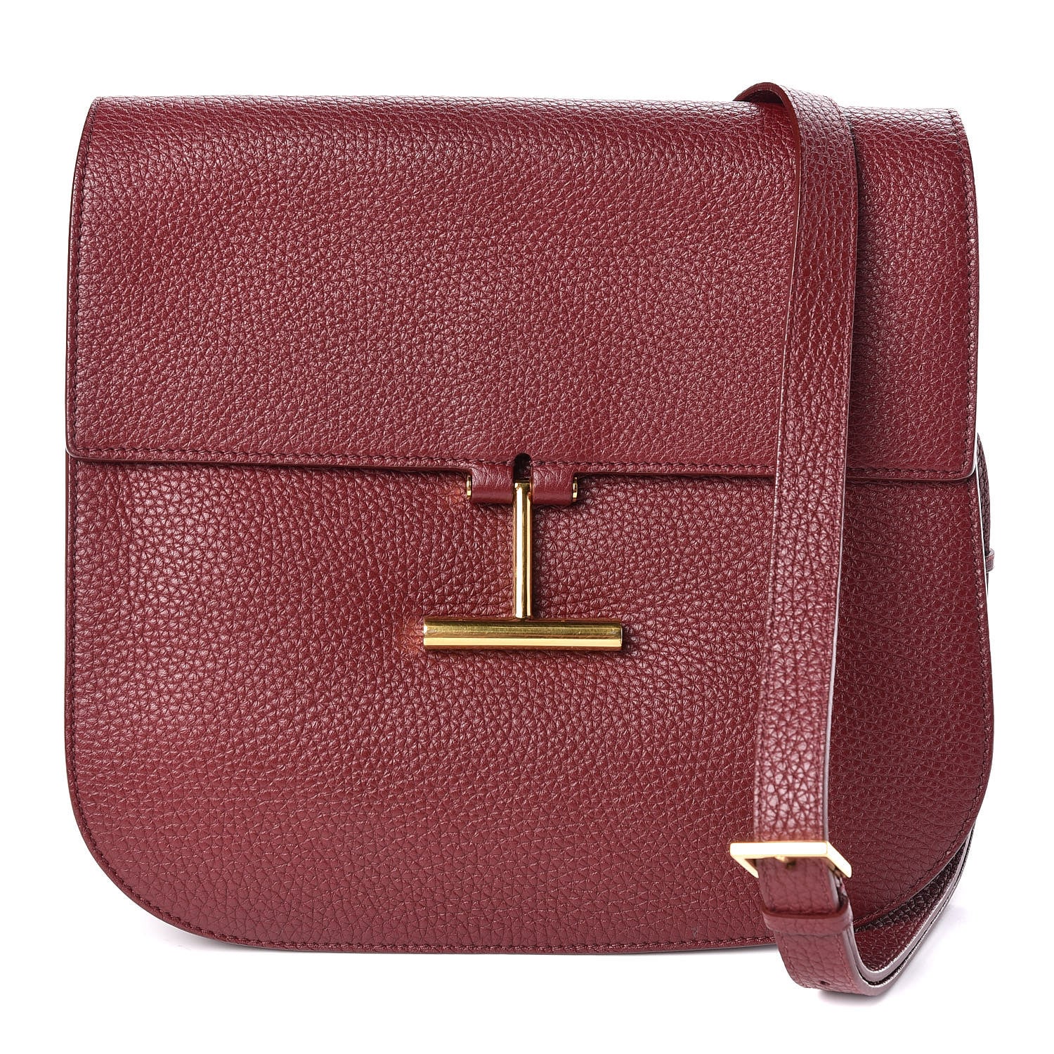 Tom Ford Calfskin Large T Clasp Tara Crossbody Bag Cabernet 1 of 13