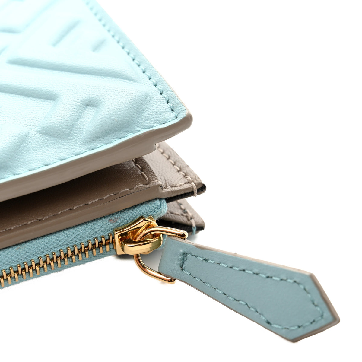 Fendi Nappa Matisse FF Diagonal Embossed Small Slim Wallet Aquifer Tortora 9 of 10