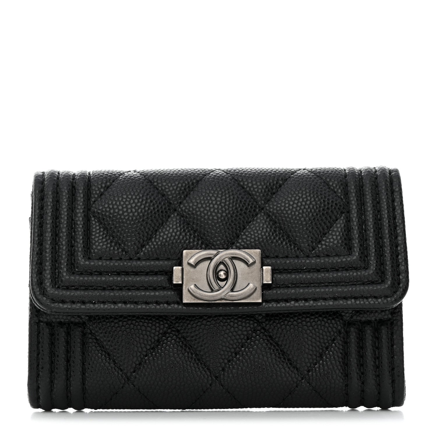 Chanel Caviar Quilted Boy Flap Card Holder Black 1 of 9