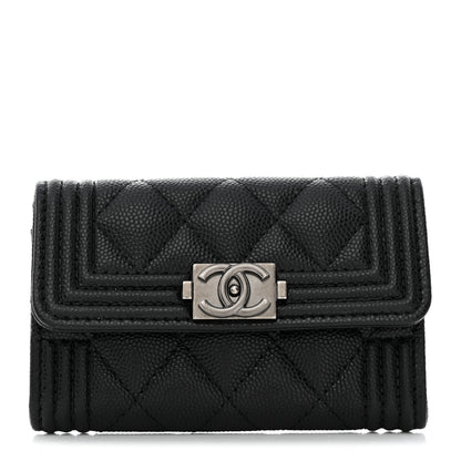 Chanel Caviar Quilted Boy Flap Card Holder Black 1 of 9