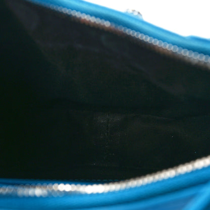 Balenciaga Extra Supple Calfskin Crocodile Embossed Crystal Mini Le Cagole Purse With Chain Cyan 5 of 10