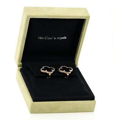 Van Cleef & Arpels 18k Yellow Gold Black Onyx Magic Alhambra Earrings 5 of 5