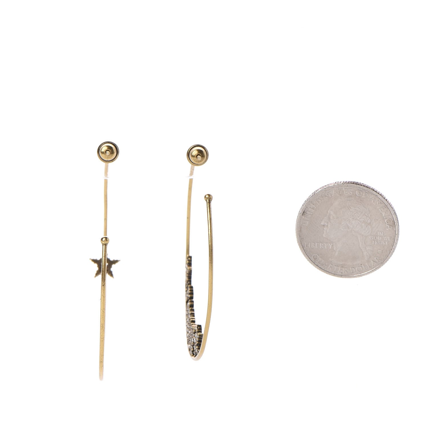 Christian Dior Metal Crystal J'Adior Hoop Earrings Aged Gold 2 of 4