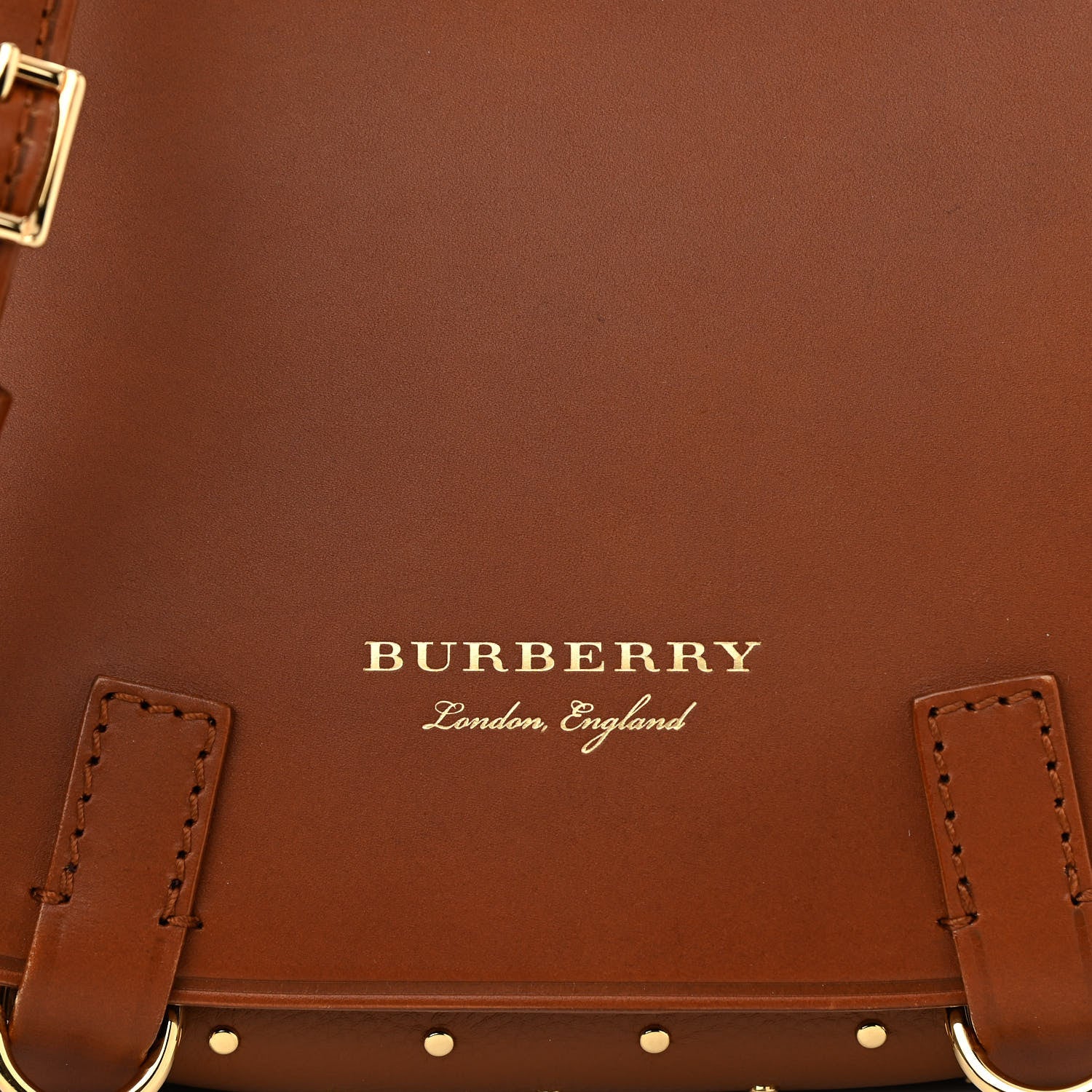 Burberry Calfskin Studded Bridle Satchel Tan 9 of 11