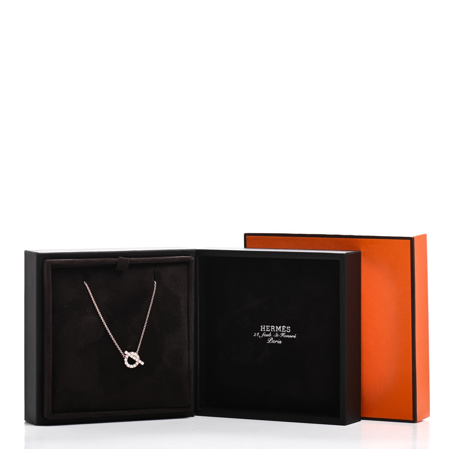 Hermes 18K Rose Gold Diamond Finesse Pendant Necklace 6 of 6
