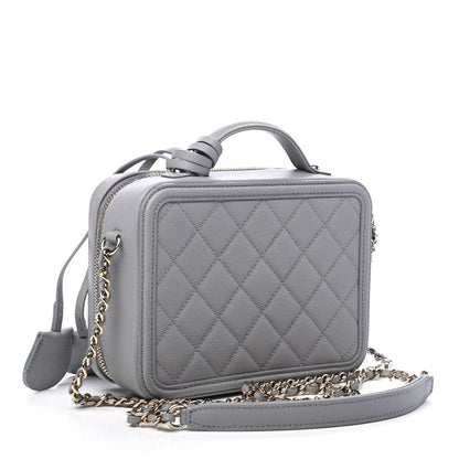 Chanel Caviar Quilted Small CC Filigree Vanity Case Grey 2 of 4