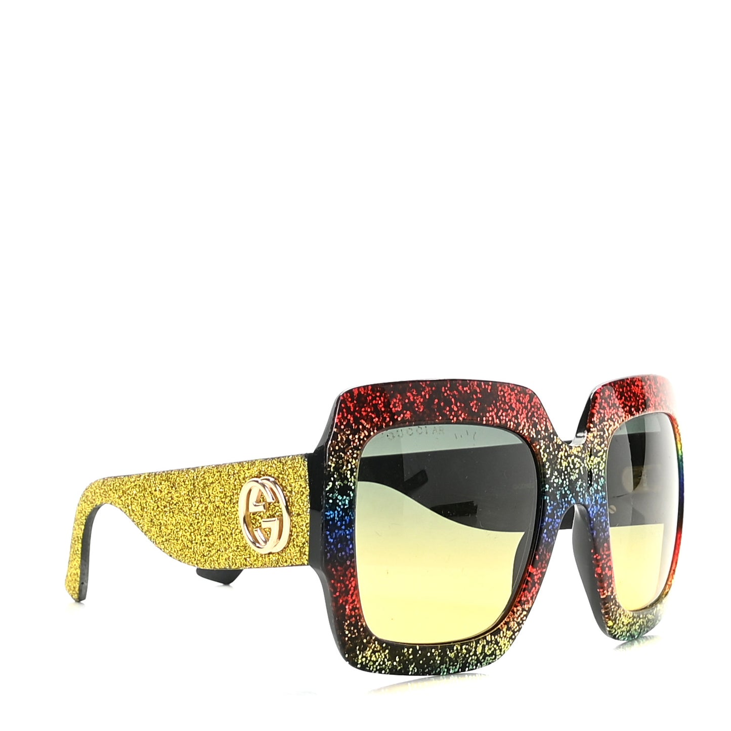 Square Frame GG0102S Sunglasses Glitter Gold Multi