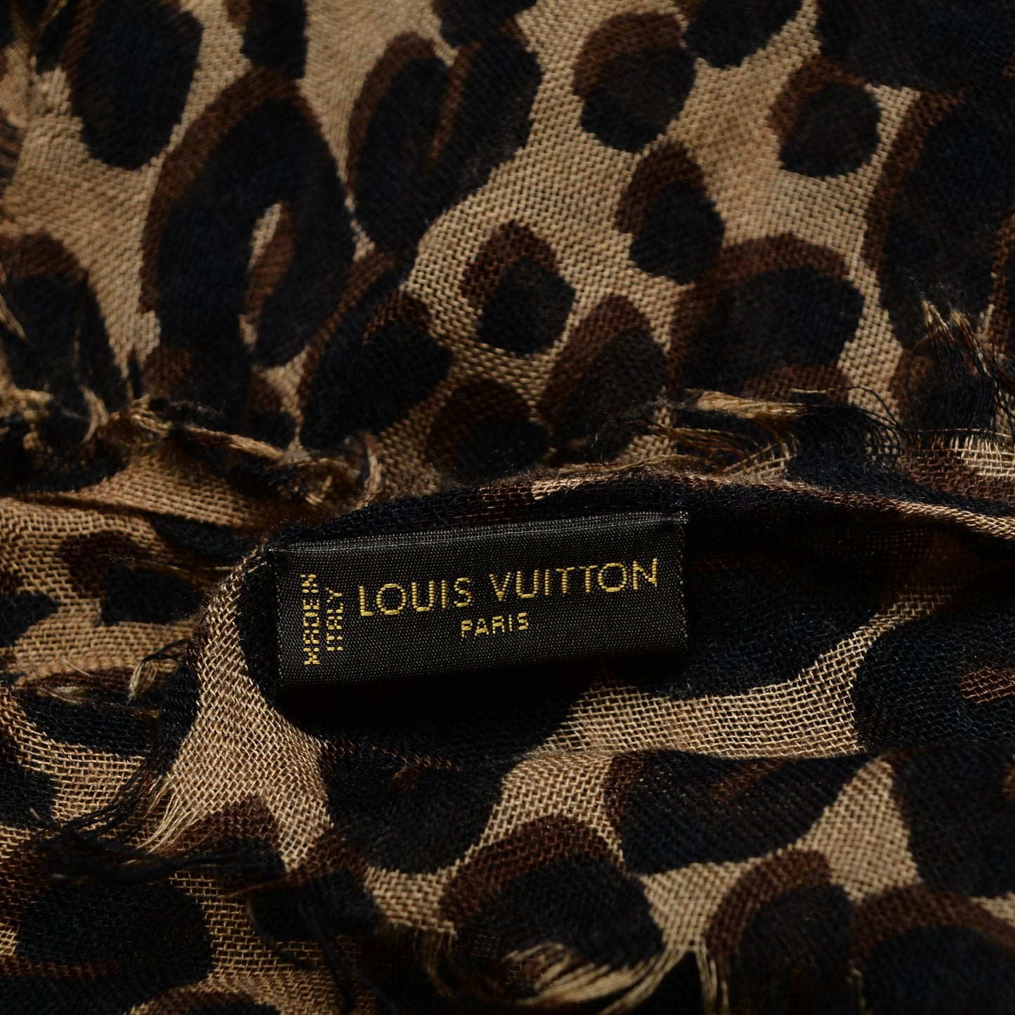 Cashmere Silk Leopard Stole Brown