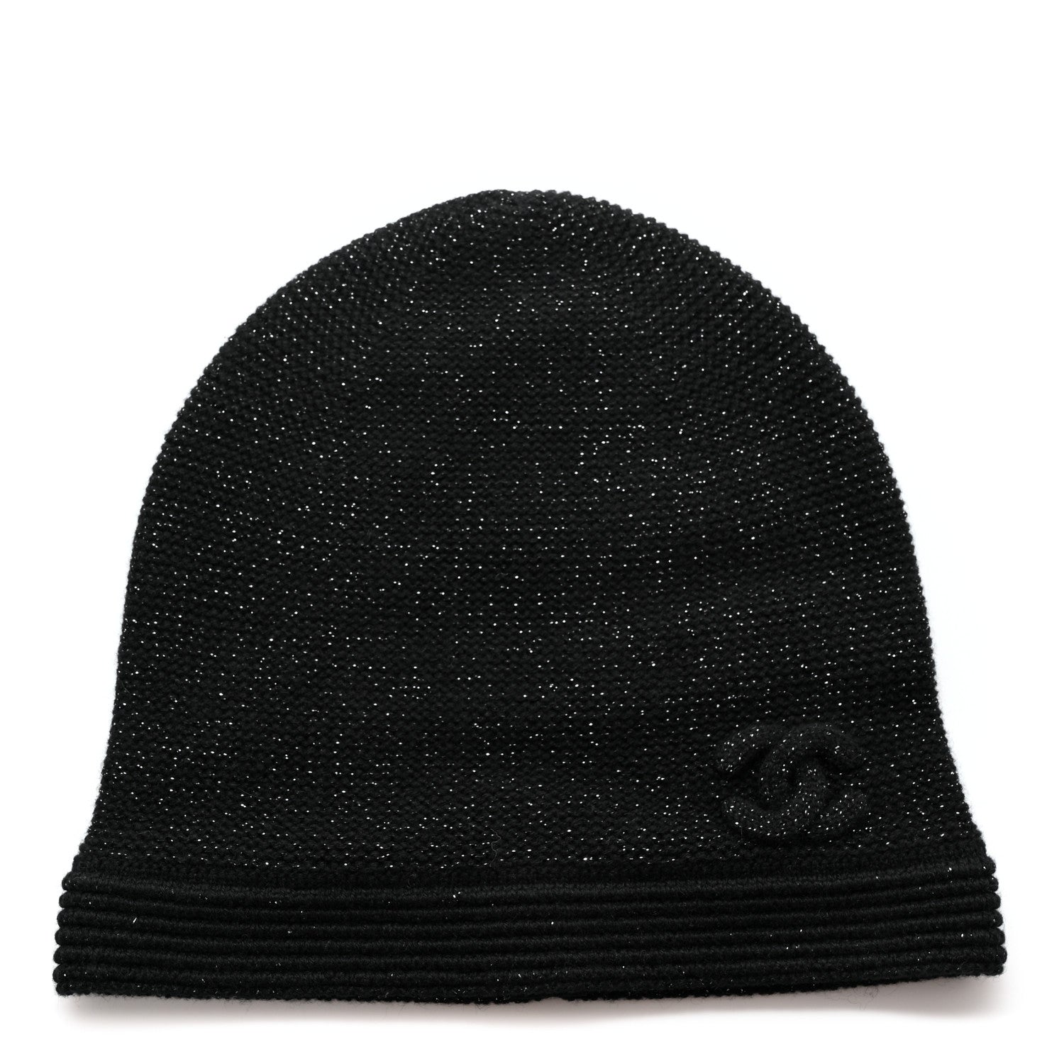 Chanel Cashmere Blend CC Beanie Hat Black 1 of 5