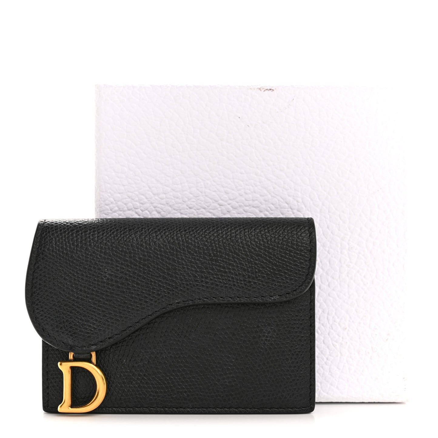 Grained Calfskin Saddle Card Holder Black