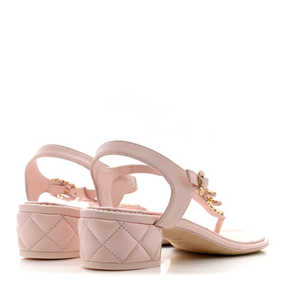 Chanel Lambskin Chain CC Logo Thong Sandals 39 Light Pink 5 of 13