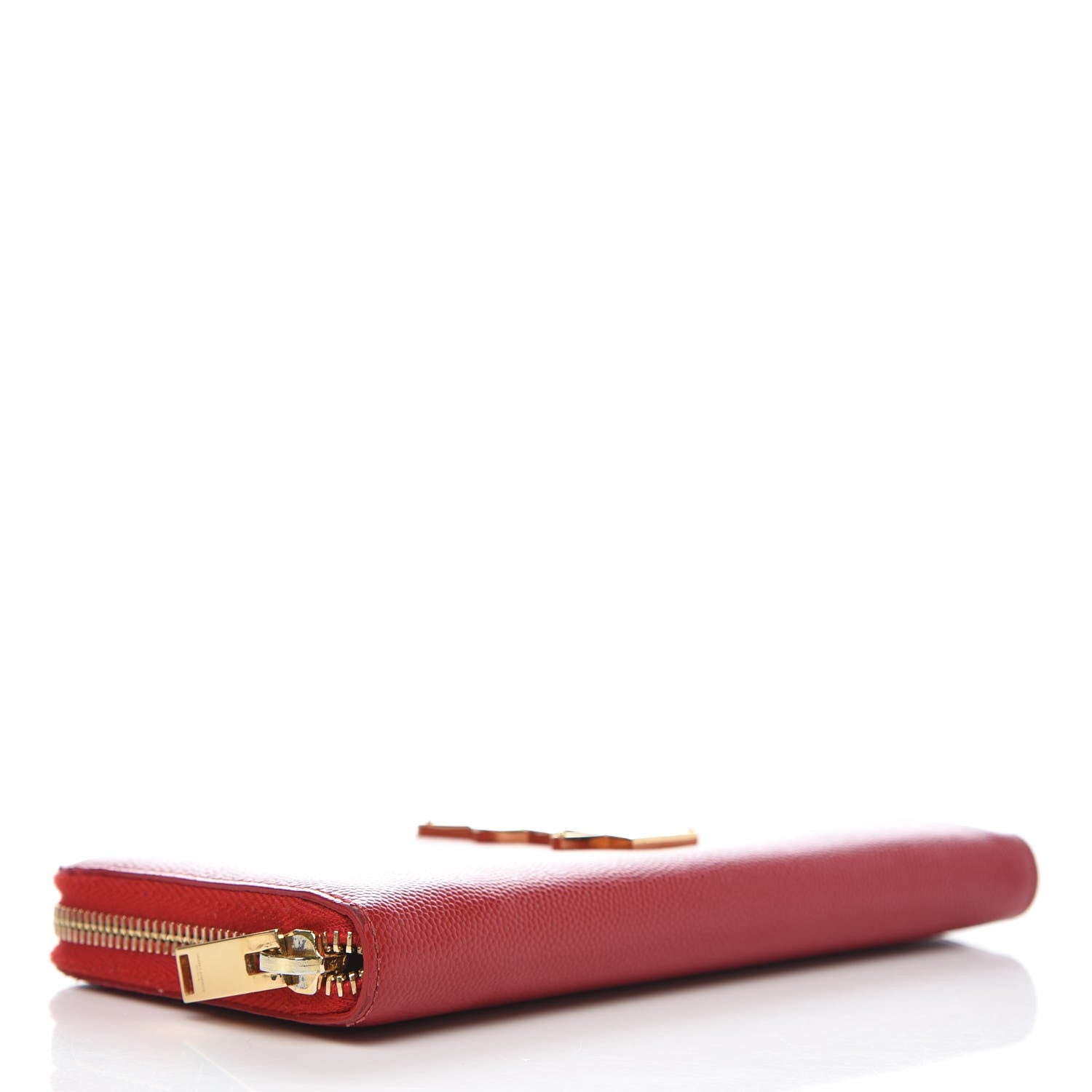 Saint Laurent Grain De Poudre Monogram Zip Around Wallet Red 4 of 10