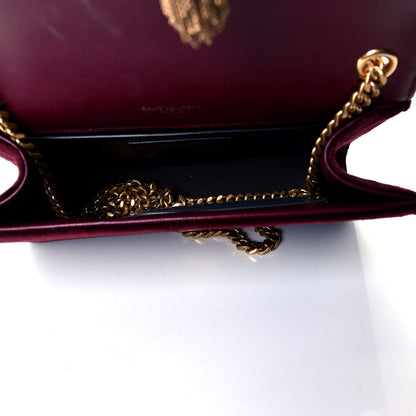 Saint Laurent Velvet Small Classic Monogram Kate Tassel Satchel Burgundy 4 of 4