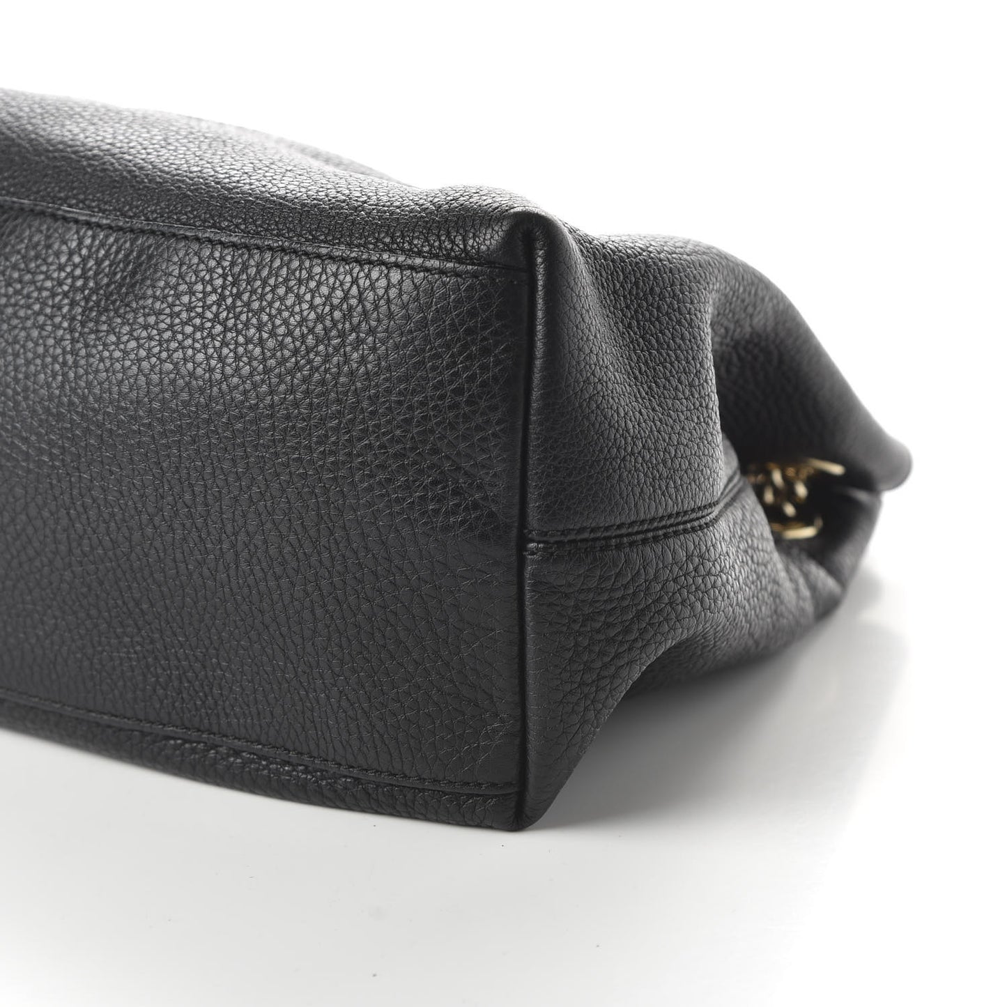 Pebbled Calfskin Medium Soho Chain Shoulder Bag Black