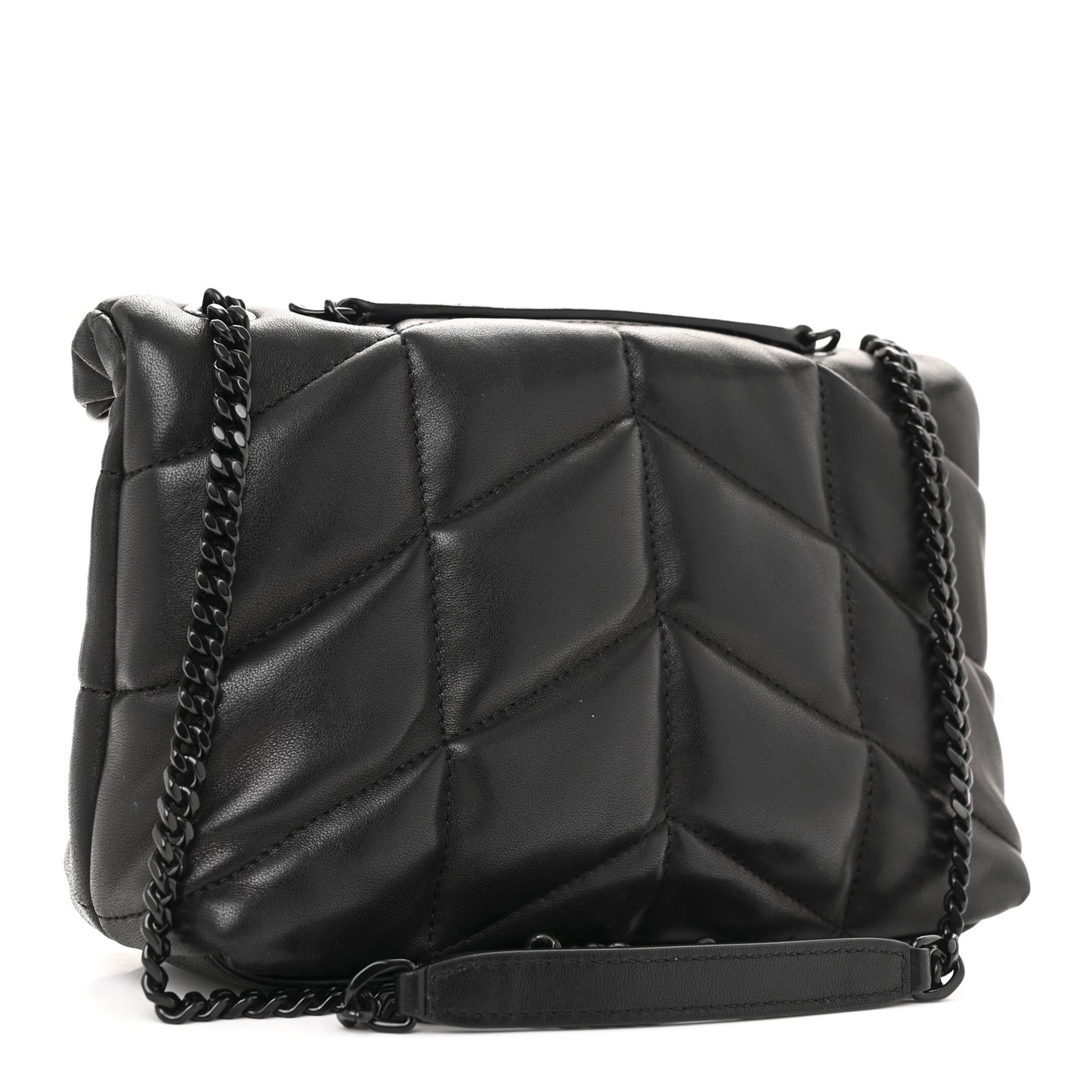 Lambskin Quilted Toy Loulou Puffer Monogram Monochrome Chain Satchel Black