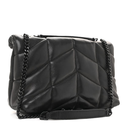 Saint Laurent Lambskin Quilted Toy Loulou Puffer Monogram Monochrome Chain Satchel Black 3 of 11