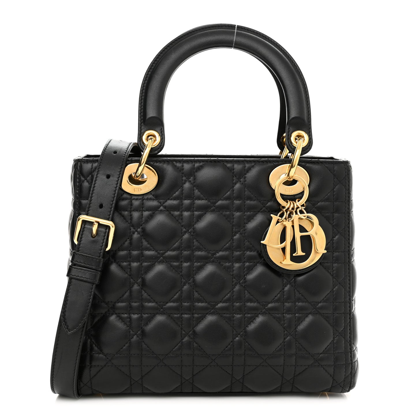 Lambskin Cannage Medium Lady Dior Black