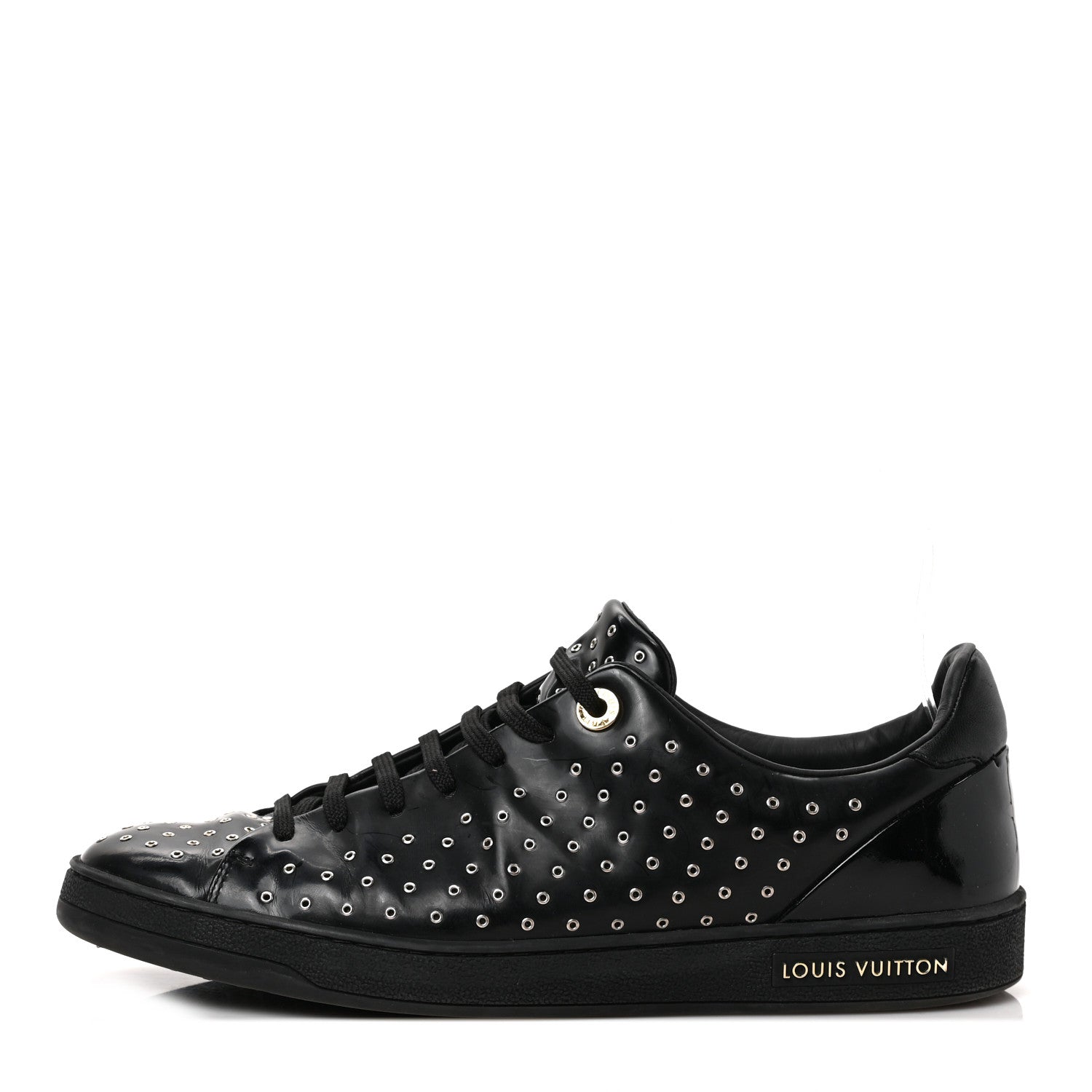 Louis Vuitton Patent Calfskin Studded Frontrow Sneakers 40 Black 1 of 8