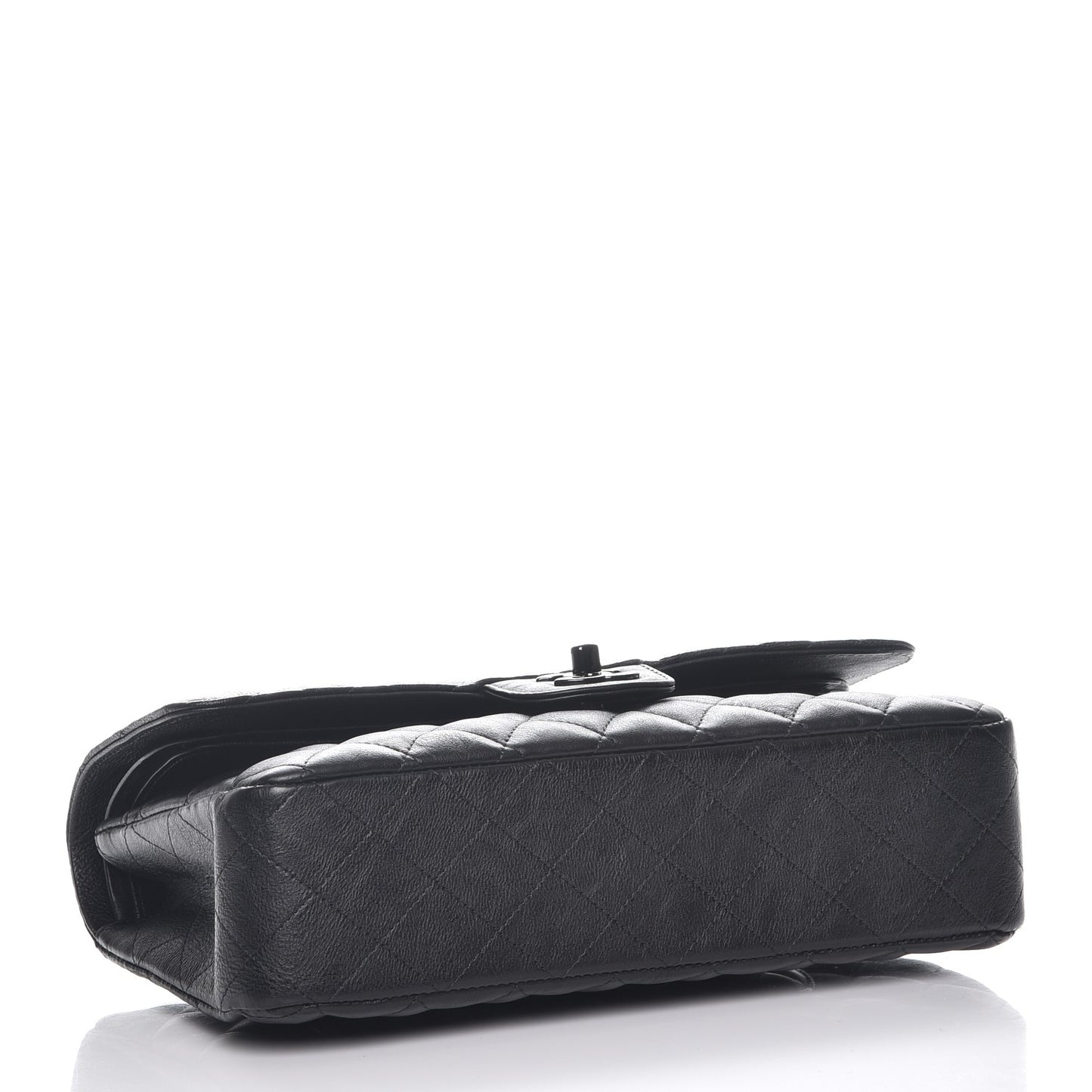 Crumpled Calfskin Quilted Medium Double Flap So Black