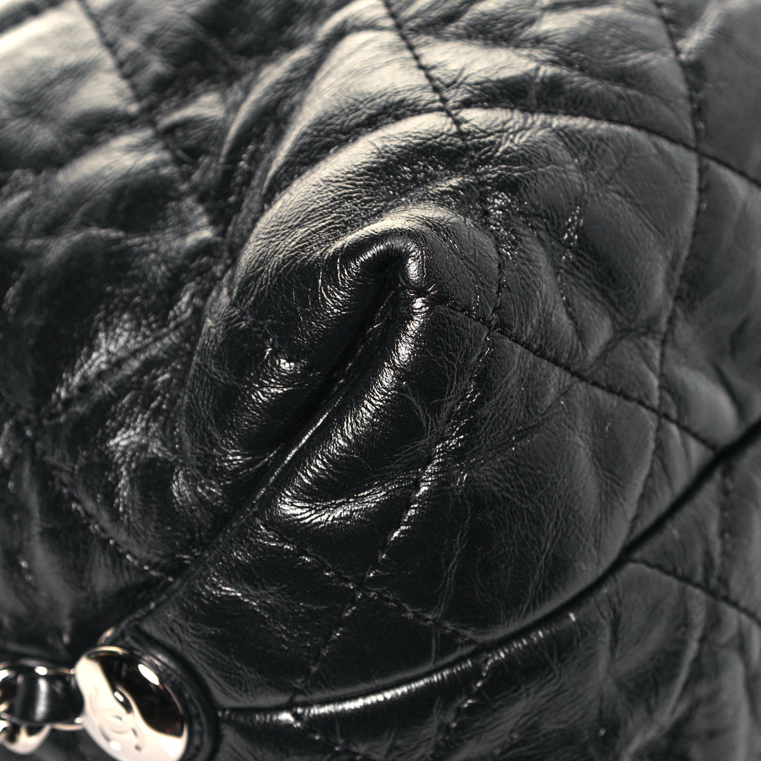 Chanel Metallic Crackled Calfskin Quilted Medium Big Bang Hobo Black 9 of 14